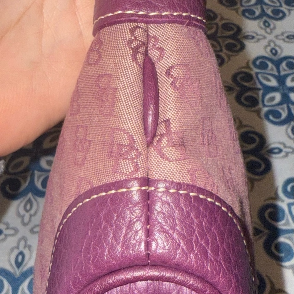 Dooney & Bourke Burgundy and Purple Vintage Signature Shoulder Bag - Picture 9 of 9